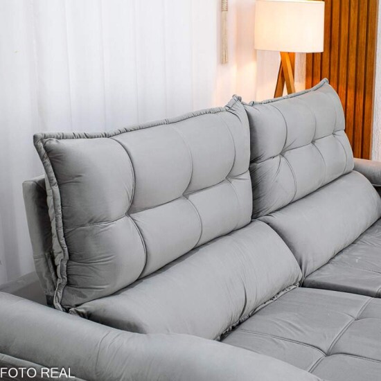 Sof� Retr�til Reclin�vel Ita�na 2.50m Veludo Prata 321 - Molas Ensacadas