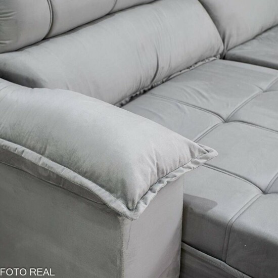 Sof� Retr�til Reclin�vel Ita�na 2.50m Veludo Prata 321 - Molas Ensacadas