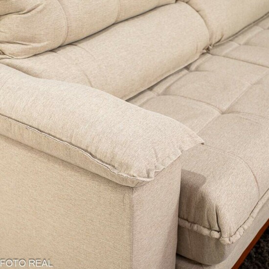 Sof� Retr�til Reclin�vel Ita�na 2.50m Linho Bege 459 - Molas Ensacadas