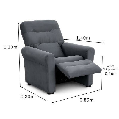 Poltrona Reclin�vel Clio MX-24 Veludo Chumbo 250