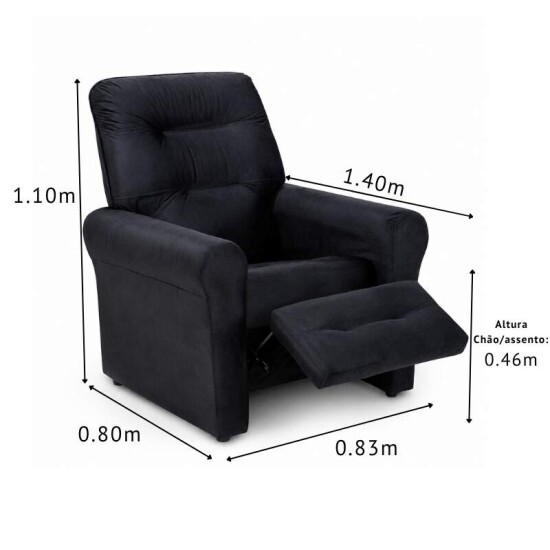 Poltrona Reclin�vel Clio MX-24 Veludo Preto 451