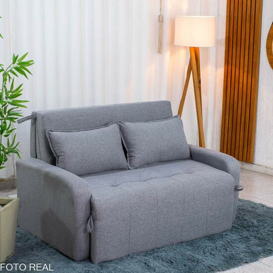 Sof� Cama Amora New Larg. 1.37m Linho Cinza 250/487