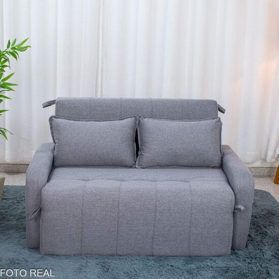 Sof� Cama Amora New Larg. 1.37m Linho Cinza 250/487