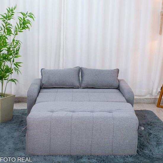 Sof� Cama Amora New Larg. 1.37m Linho Cinza 250/487