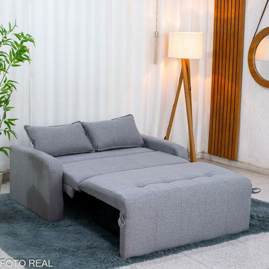 Sof� Cama Amora New Larg. 1.37m Linho Cinza 250/487