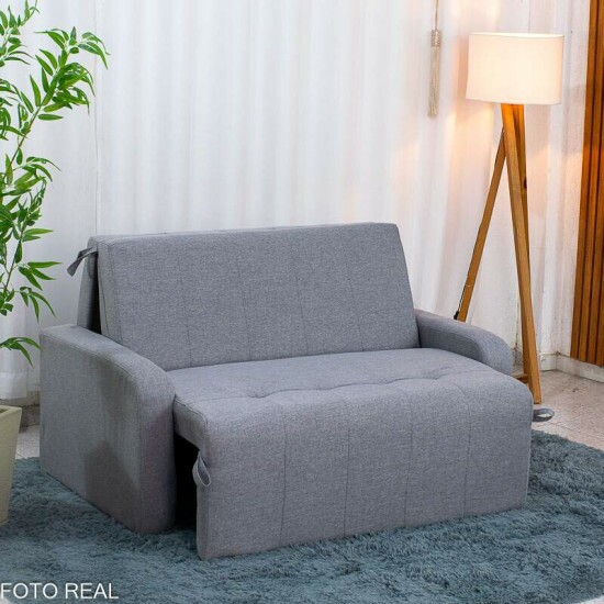 Sof� Cama Amora New Larg. 1.37m Linho Cinza 250/487