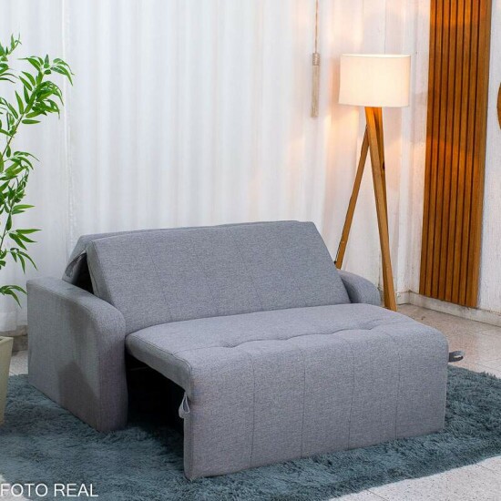 Sof� Cama Amora New Larg. 1.37m Linho Cinza 250/487