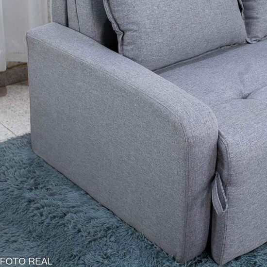 Sof� Cama Amora New Larg. 1.37m Linho Cinza 250/487