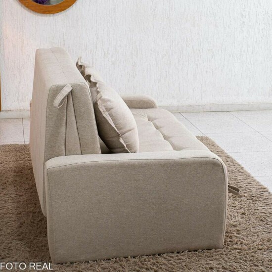 Sof� Cama Amora New Larg. 1.37m Linho Bege 488 C/Almofada