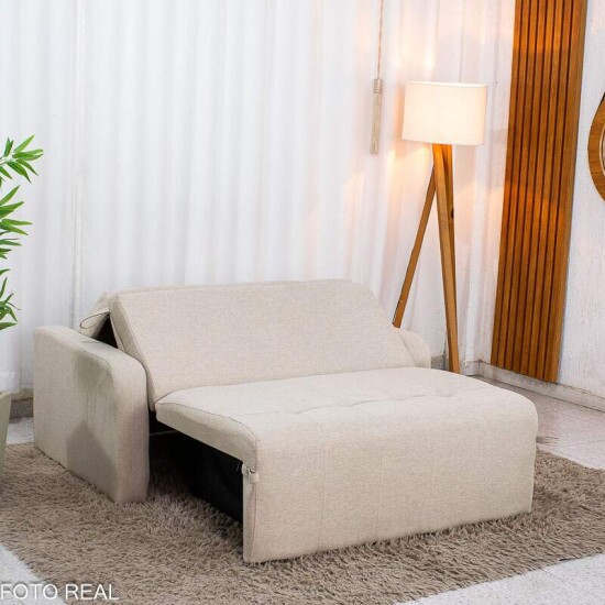 Sof� Cama Amora New Larg. 1.37m Linho Bege 488 C/Almofada