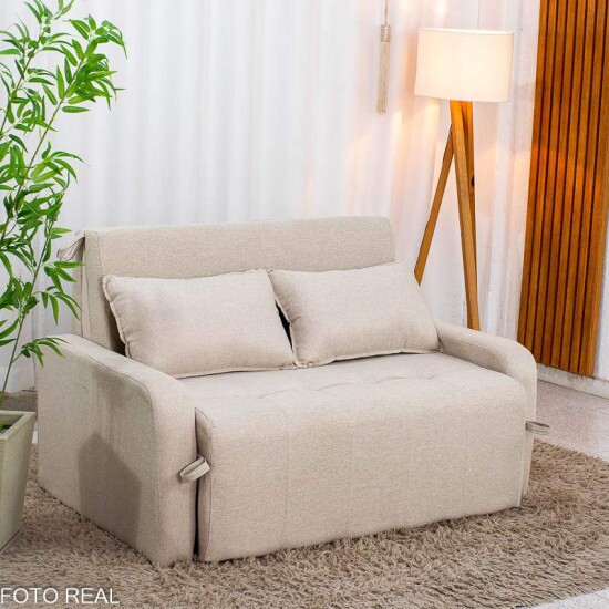Sof� Cama Amora New Larg. 1.37m Linho Bege 488