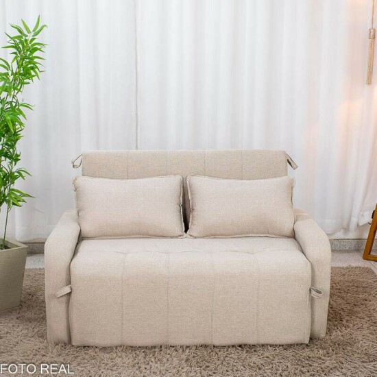 Sof� Cama Amora New Larg. 1.37m Linho Bege 488
