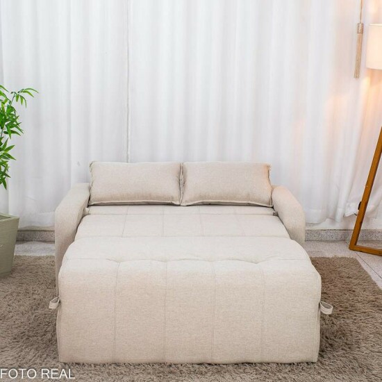 Sof� Cama Amora New Larg. 1.37m Linho Bege 488