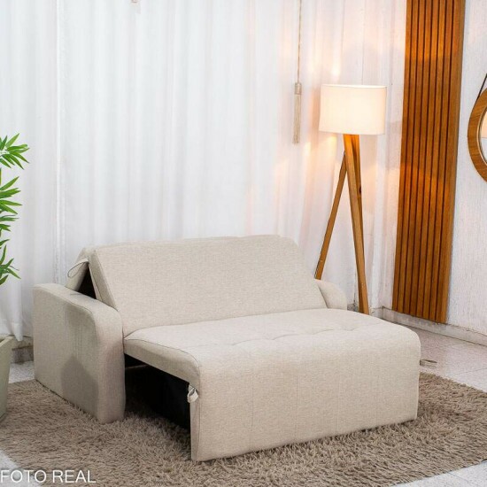 Sof� Cama Amora New Larg. 1.37m Linho Bege 488