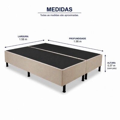 Base Box Queen Bipartida Sued Bege 158x198x37 cm - Ortobel