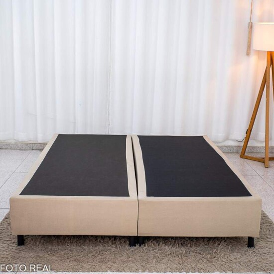 Base Box Queen Bipartida Sued Bege 158x198x37 cm - Ortobel