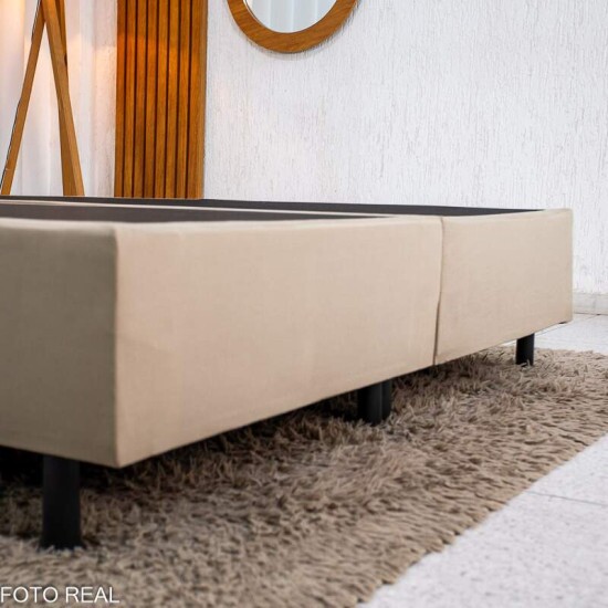 Base Box Queen Bipartida Sued Bege 158x198x37 cm - Ortobel