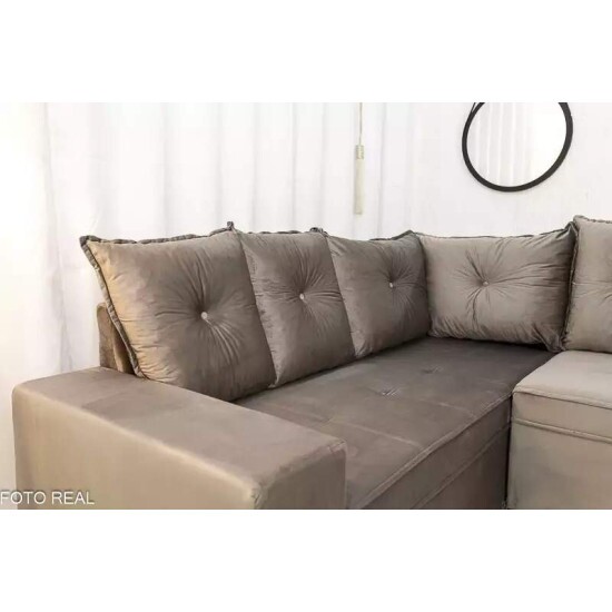 Sof� Canto 5 lugares Cuiab� Veludo Cinza 813