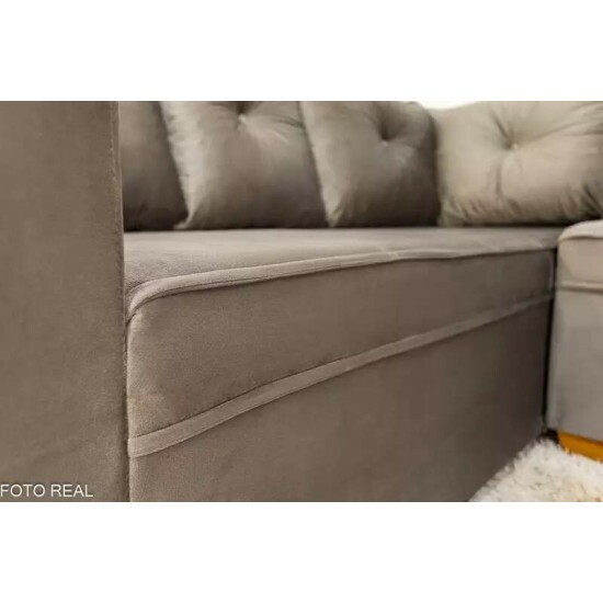 Sof� Canto 5 lugares Cuiab� Veludo Cinza 813