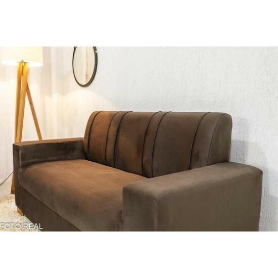 Sof� 3 e 2 lugares Macei� Veludo Marrom 815