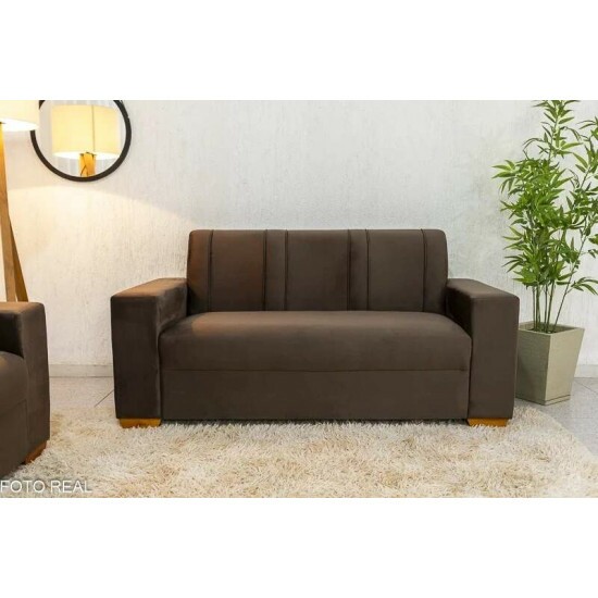 Sof� 3 e 2 lugares Macei� Veludo Marrom 815