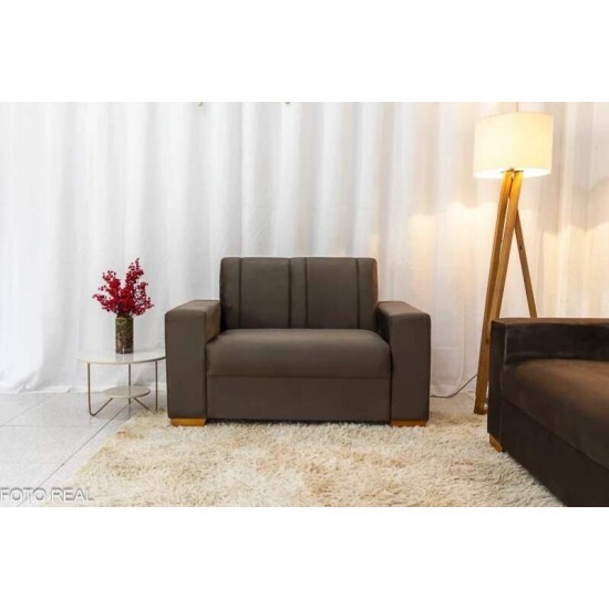 Sof� 3 e 2 lugares Macei� Veludo Marrom 815