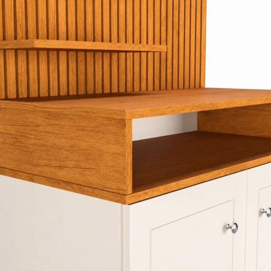 Cantinho do Caf� Star Larg. 0.77m Off White/Nature C/Detalhe Ripado em Impress�o 3D - JA M�veis