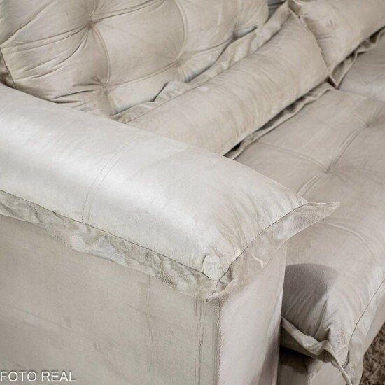 Sof� Retr�til Reclin�vel Maldivas 2.30m Veludo Bege A32