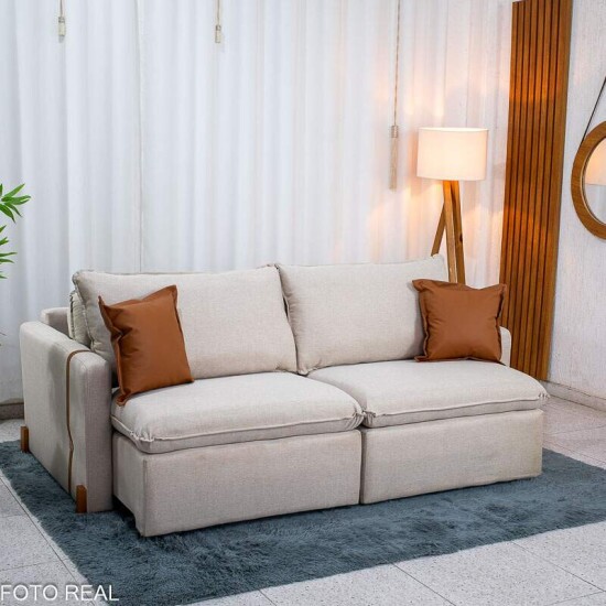 Sof� Retr�til Luma 2.00m Linho Bege 30 - Sem Caixa