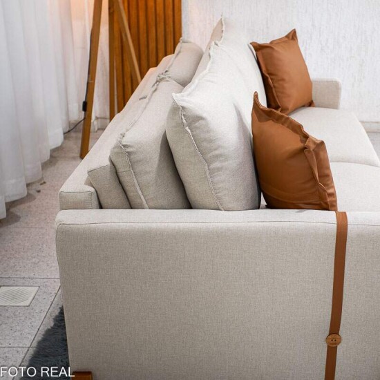 Sof� Retr�til Luma 2.00m Linho Bege 30 - Sem Caixa