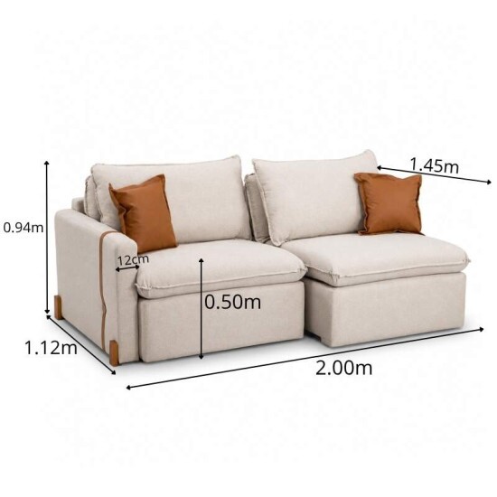 Sof� Retr�til Luma 2.00m Linho Bege 30 - Sem Caixa