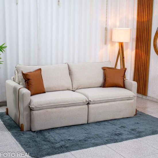 Sof� Retr�til Luma 2.00m Linho Bege 30 - Sem Caixa