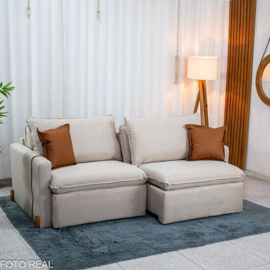 Sof� Retr�til Luma 2.00m Linho Bege 30 - Sem Caixa