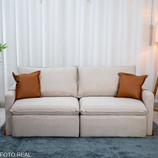 Sof� Retr�til Luma 2.00m Linho Bege 30 - Sem Caixa