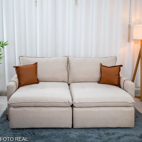 Sof� Retr�til Luma 2.00m Linho Bege 30 - Sem Caixa