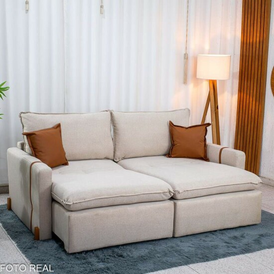 Sof� Retr�til Luma 2.00m Linho Bege 30 - Sem Caixa