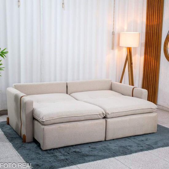 Sof� Retr�til Luma 2.00m Linho Bege 30 - Sem Caixa