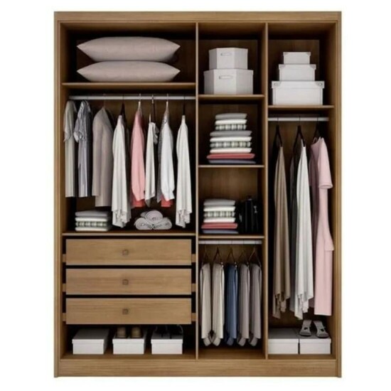 Modulado Queen Cumaru/Fendi Fosco 1 Guarda-Roupa Rizon New 4 Pts + 2 Criado Rizon + 1 Canto Obl�quo Rizon C/Porta de Vidro + 1 A�reo 4 portas Rizon - Novo Horizonte