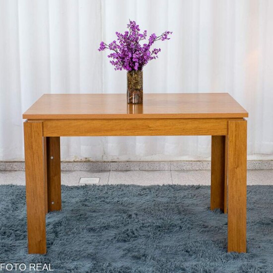 Mesa Athenas 120x80 Am�ndoa Clean Tampo Maci�o Lopas + 4 Cadeiras G�nova Veludo Cinza 507 Estrutura Madeira Art Assentos | Entregue Montada