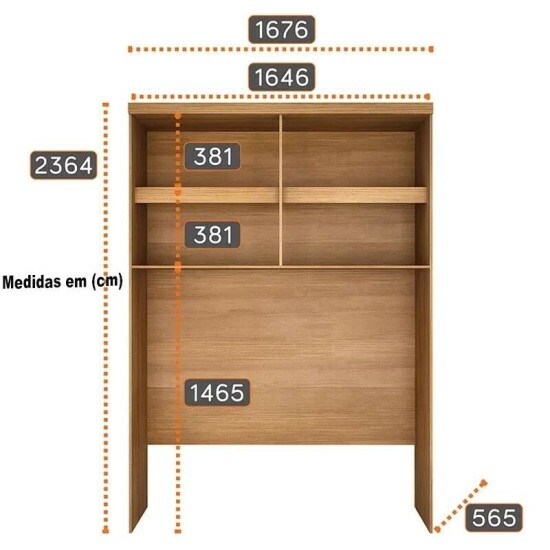 Modulado Queen Cumaru/Fendi Fosco 1 Roupeiro Rizon 4 Pts + 1 Criado Rizon + 1 A�reo 4 portas Rizon - Novo Horizonte