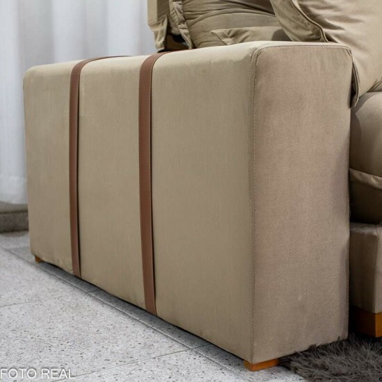 Sof� Retr�til Reclin�vel M�naco 2.50m Veludo Bege A32 - Molas Ensacadas