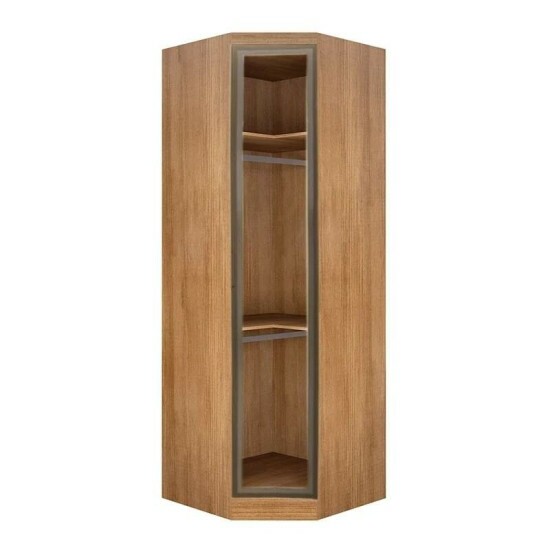 Guarda roupa Solteiro Cumaru/Fendi Fosco 1 Guarda-roupa Rizon 4 Pts + 1 Criado Rizon + 1 Canto Obl�quo Rizon C/Porta de Vidro + 1 Modulado Rizon 1 Porta + 1 A�reo 2 portas Rizon - Novo Horizonte