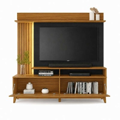 Home NT 1400 Freij�/Preto C/Detalhe Ripado e LED para TV's at� 60 Polegadas Larg. 1.83m - Not�vel