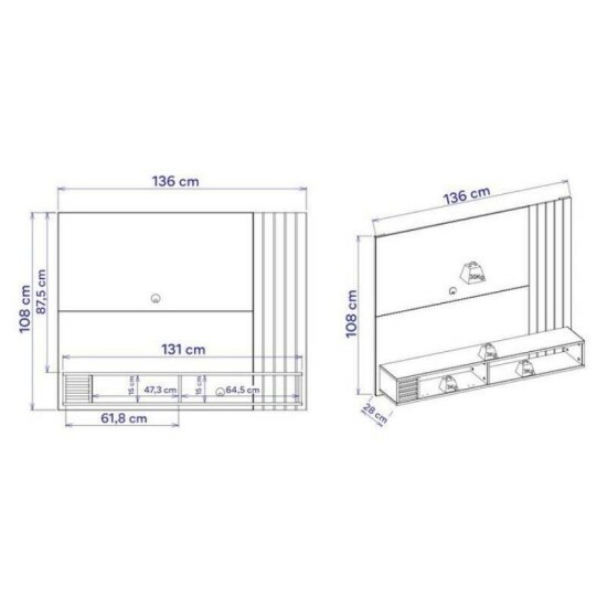 Home Suspenso Jurer� Larg. 1.36m Naturalle/Off White Mate para TV at� 55\\\" - Colibri