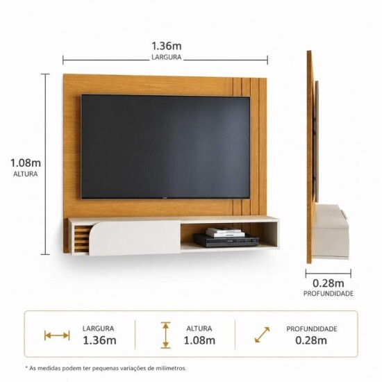 Home Suspenso Jurer� Larg. 1.36m Naturalle/Off White Mate para TV at� 55\\\" - Colibri
