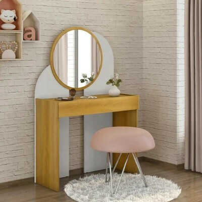 Penteadeira Camarim Wish 1 Gaveta Branco/Naturalle Larg. 0.90m - Bechara