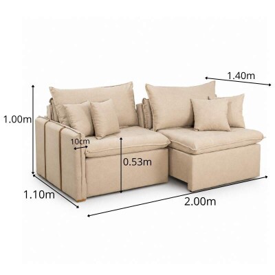 Sof� Retr�til Reclin�vel Detroit 2.00m Linho Bege - Sem Caixa
