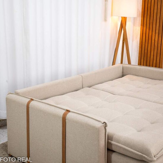 Sof� Retr�til Reclin�vel Detroit 2.00m Linho Bege - Sem Caixa