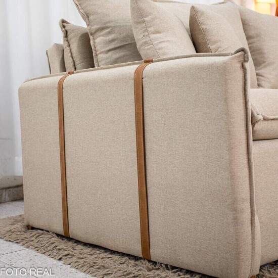 Sof� Retr�til Reclin�vel Detroit 2.00m Linho Bege - Sem Caixa