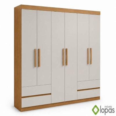 Guarda-roupa Zeus Am�ndoa Clean/Off 6 Portas 4 Gavetas Larg. 1.77m - M�veis Lopas